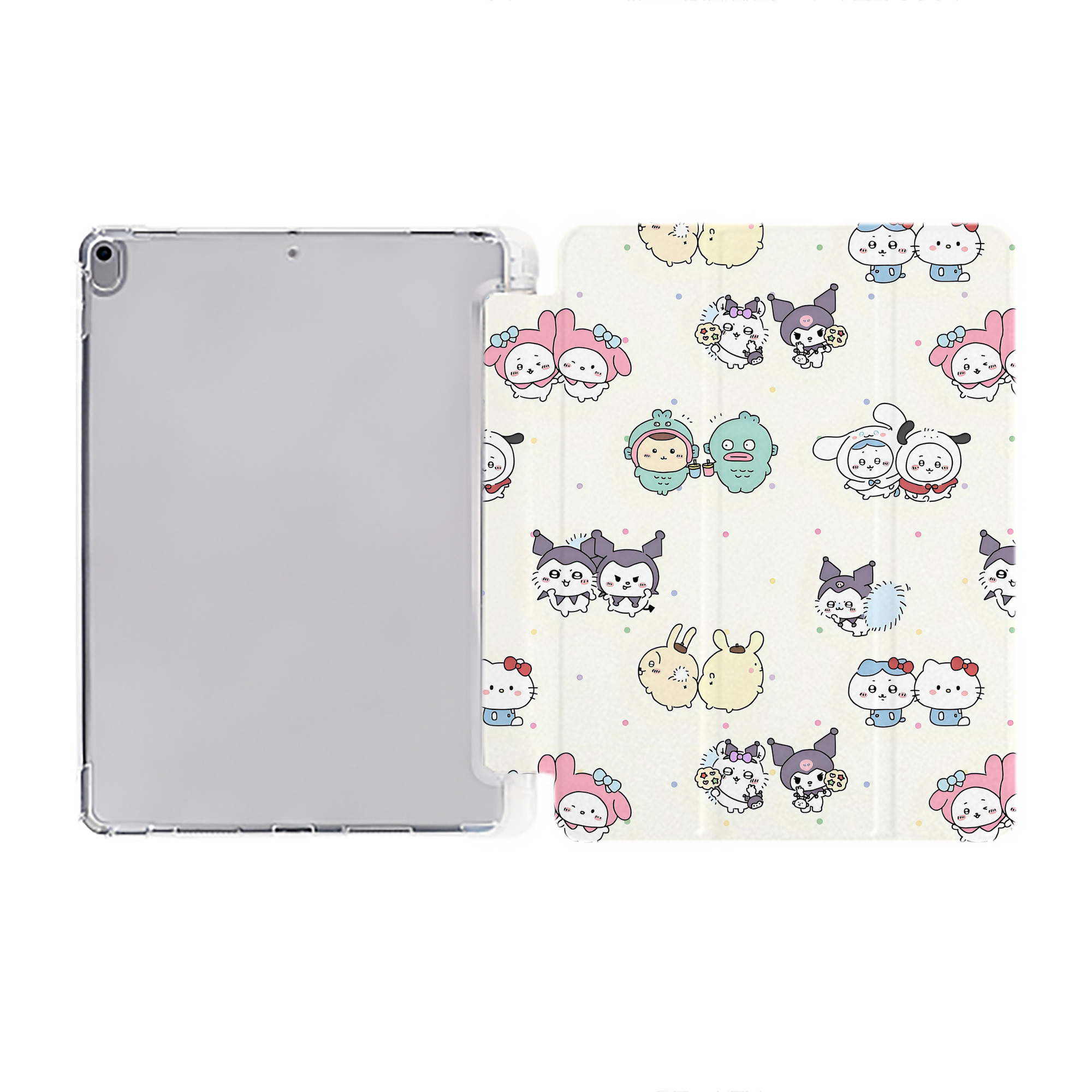 （画像用） ちいかわ Chii-kawa IPad ケース ペン収納付き 三つ折りスタンド PUレザー×シリコン 対応機種9.5/10.5/10.9インチ